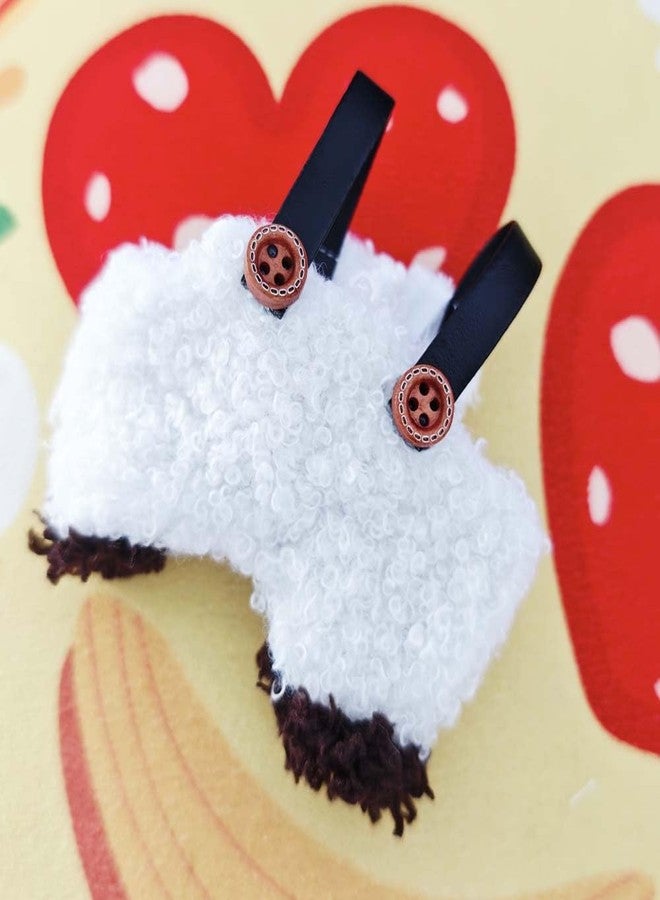 Jemant Doll Clothes 17cm Set White Sheep Headwear Pink Ear Black Eyes Brown Horns Leather Overalls Water Bottle Accessories Fashion Chic Cute Animal Outfit Set for 17cm Dolls (No Doll) - Image 4